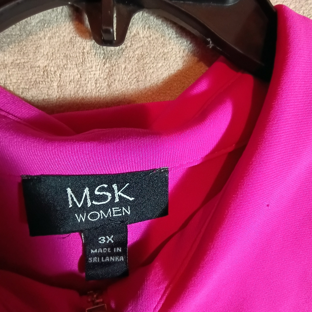 Vibrant Pink Magenta Dress Sleeveless Polo Midi By MSK New - Picture 4 of 8